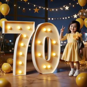 Marquee Numbers 3 Feet Tall Large Light Up Numbers 70th Birthday Decorations Women Men Big Yellow Light Outdoor Anniversary Decorations Balloon Arch Kit Party Backdrop 70