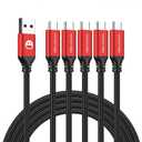 SMALLElectric USB Type C Cable 5-Pack 3FT, USB Type A to C Fast Charger Cords for Galaxy S20 S10 S9 S8 Plus, Braided Fast Charging Cable for Note 10 9 8, LG V50 V40 G8 G7,(Red) (3foot)