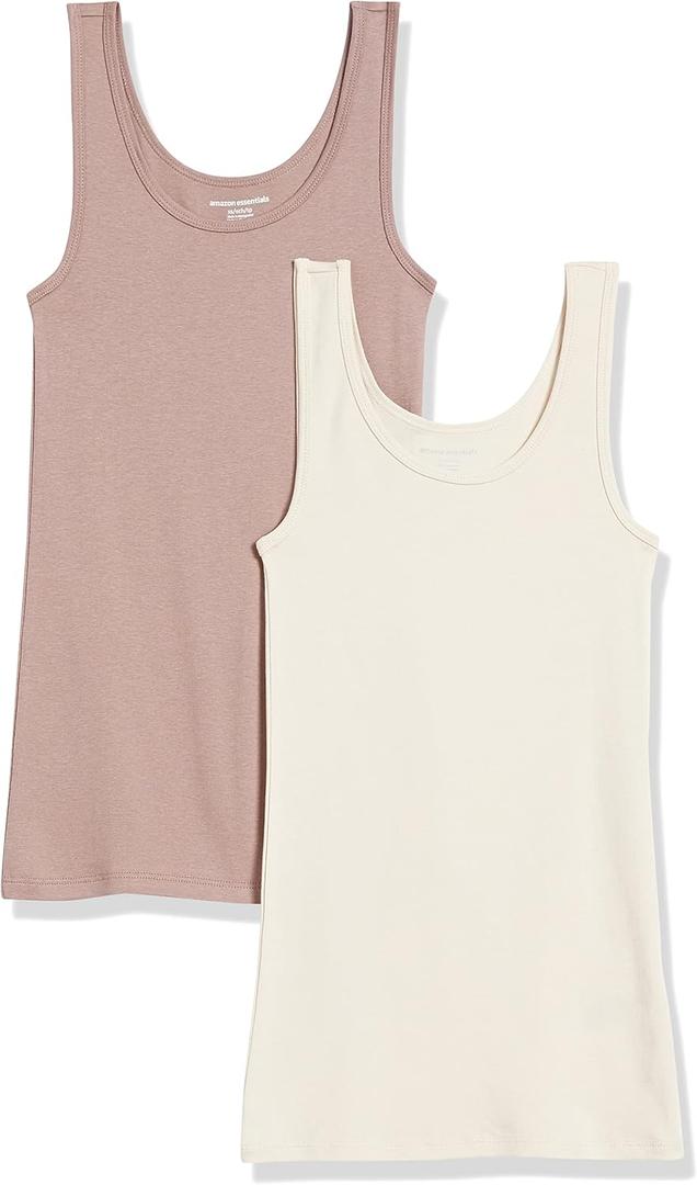 Amazon Essentials Womens Slim-Fit Tank Top (X-Small, Beige/Brown)