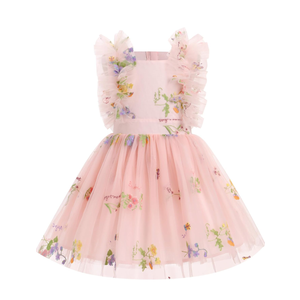 Kids Girls Confetti Birthday Princess Dress Ruffle Sleeve Boho Cake Smash Photo Shoot Outfit 3-10T 140