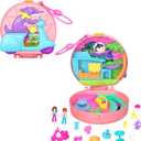 Polly Pocket Dolls & Playset, Adventure Moped Compact, Travel Toy with 2 Micro Dolls & Pet, Plus Animal & Vehicle Accessories