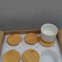 ZOUTOG Ceramic Succulent Pots,4 Inch Plant Pots, Succulent Planters with Drainage Hole & Bamboo Tray for Indoor Plants, White Small Flower Planters for Home, Office, Desk (6 Pack)