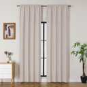 Gwine Curtains 96 Inches Long 2 Panels, Light Filtering Faux Linen Textured Curtains for Living Room, Elegant Window Treatments Farmhouse Soft Airy Curtain, Each 40" Wx96 L, 2PCS, Moon Beige