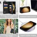 Asuwish Phone Case for Samsung Galaxy S23 Plus S23+ 5G Zipper Wallet Cell Cover with Tempered Glass Screen Protector Wrist Strap Flip Card Holder S23plus 23S + S 23 23+ SM-S916U 6.6 inch Women Black