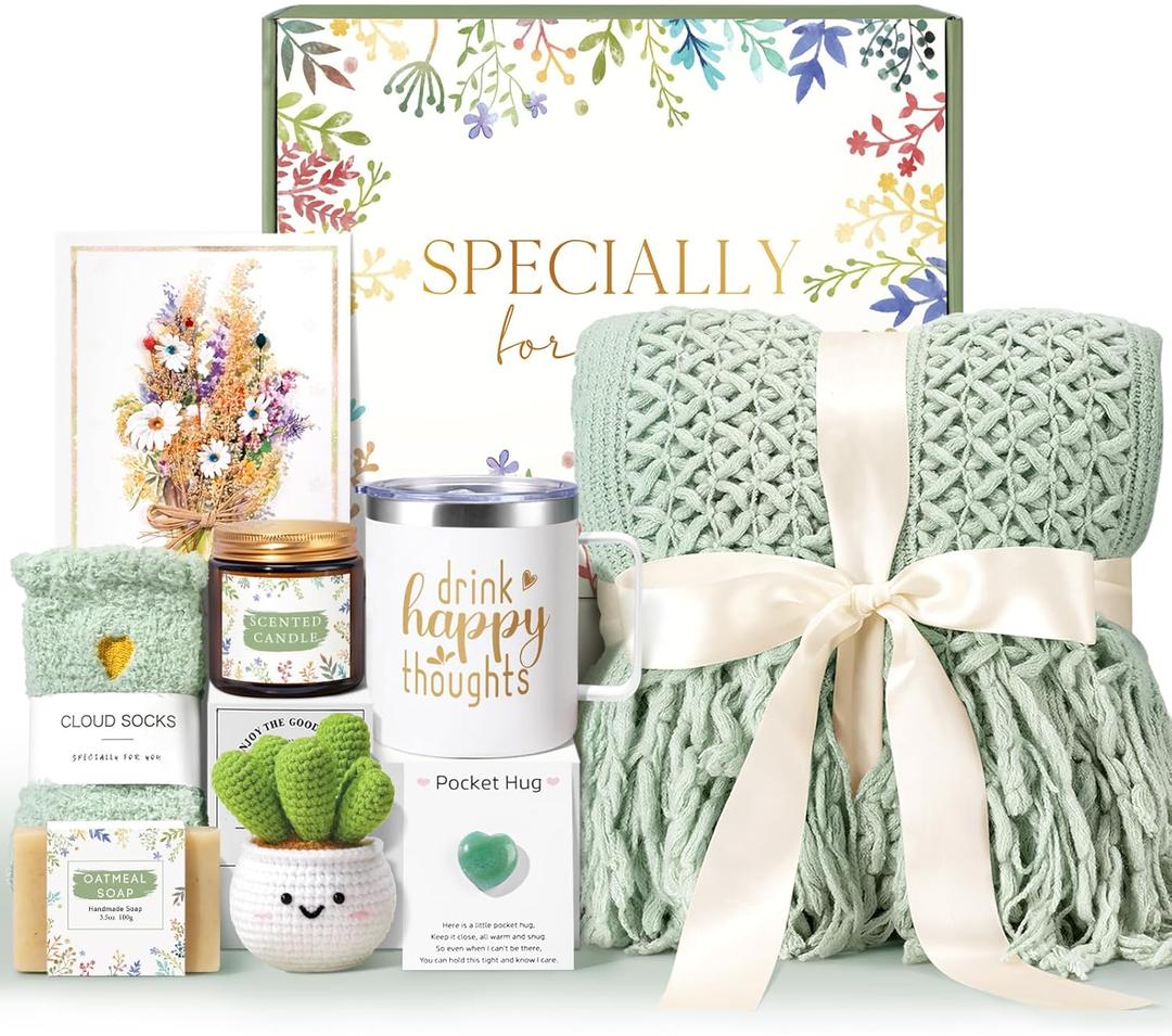 Self Care Gifts for Women Get Well Soon Gifts, Gift Baskets for Women, Inspirational Birthday Gifts for Woman, Sympathy Thinking of you, Spa Gifts Set Christmas Gifts for New Mom Friend Sister (Sage Green)