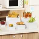 6 Pcs White Acrylic Boxes for Display as Buffet Risers and Stands, Food Risers for Party, Table, including 8", 7", 6", 5", 4", 3" (Small, 6Pcs, White)