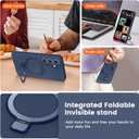 Liquid Silicone Case for Samsung Galaxy S25 with Magnetic Stand, Mil-Grade Drop Shockproof, Full Camera Protection Anti-Scratch Microfiber Lining Silicone Phone case, Dark Blue