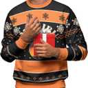 Ugly Christmas Sweater for Men & Women  Funny Vodka Bottle Pullover for Holiday, Party or Gag Gift (Medium, Tropical)