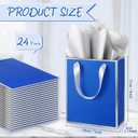 Yeaqee 24 Pack Metallic Paper Gift Bags with Handle and Tissue 9x7x3.1 Gold Foil Welcome Thank You Favor Bags Return Gifts for Wedding Mothers Graduation Bridesmaid Birthday(Royal Blue,Silver)