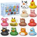 8 PCS Rubber Ducks,Toddler Bath Toys,No Hole Bathtub Toys,Baby Pool Toys for 18 Months and Older