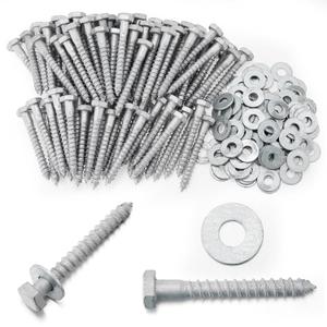 Hicarer 100 Pcs 3/8" x 3" Lag Bolts Kit Hex Head Lag Screws with Washers for Wood Hot Dip Galvanized Heavy Duty Screws Kit for Wood, Deck, Furniture, Boat Repair