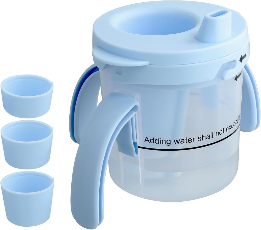 Dysphagia Cup for Adults with Difficulty Swallowing, Sippy Cup for Elderly Spill Proof 5cc, 10cc, 15cc, No Spill Slow Flow Regulating Drinking Cup to Prevent Choking (Solid Blue)