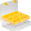 OffiXymeric Plastic Storage Bin with Clear Lid and Removable Tray, Perfect for Craft Supplies, Art Tools,Beads, Stackable Organizer with Portable Handle, Durable Design for Home or Office UseYellow