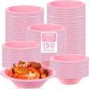 Mifoci 150 Pcs Plastic Bowls Disposable 12 oz Small Party Bowls for Serving Soup Snack Dessert Salad Food for Christmas Wedding Birthday Party Supplies, 7 Inch(Pink)