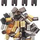Foldable Metal End Fasteners Crimp with Cylindrical Openings Leather Rope Clips for Jewelry Making, Bags Caps DIY Crafts 200pcs 8mm (Black-200Pcs)