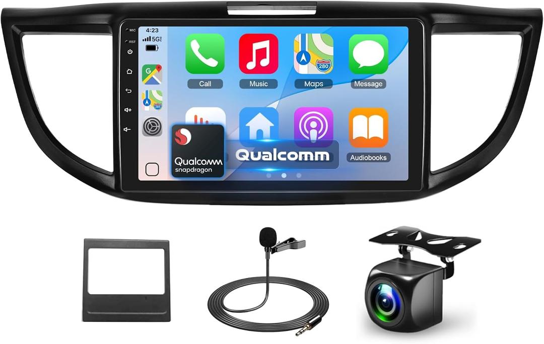 Qualcomm Octa-Core Car Radio Upgrade for Honda CRV (2012-2016), [4+64GB] 9-inch Touchscreen Car Stereo Carplay Android Auto, Android 13 Radio with 5G WiFi/BT5.1/GPS/SWC