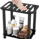 Shower Stool for Inside Shower, Shower Bench Stool with Storage Shelf, Stainless Steel Shower Stool for Shaving Legs, Waterproof Shower Foot Rest, Bathroom Shower Bench Seat Shower Chair