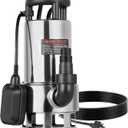 VEVOR 1 HP Submersible Sump Pump, 5500 GPH, Stainless Steel Submersible Sewage Dirty Clean Water Pump with Automatic Float Switch, Long Cord, 30 ft Max Lift, for Pools, Garden, Pond, Flooded Areas