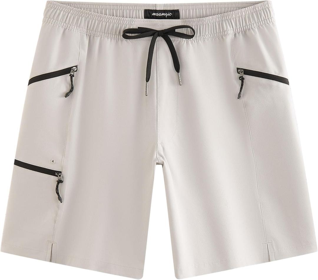 maamgic Mens Swim Trunks 9 Inch Unlined Board Shorts with Zipper Pockets (M)