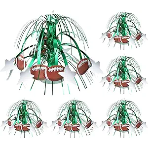 Tigeen 6 Pcs Football Party Supplies Football Spray Centerpieces with Base Foil Table Toppers Decorations for Game Day Sports Enthusiasts Birthday Baby Shower Party Decor(Football)