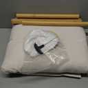 Baveke Ottoman Foot Rest- Bamboo Foldable Stool, Foot Stools Small Ottman with Upholstered & X Legs, Folding Shoe Bench, Bedroom and Living Room (Small Beige) (16.7"D x 12.2"W x 15.4"H)