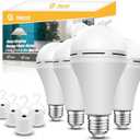 Rechargeable Light Bulbs, Back Up Battery Light Bulbs, 15W 80W Equivalent 6000K 1200mAh Battery Operated Light Bulb for Power Outage Hurricane, Emergency Lights for Home Power Failure, Pack of 4