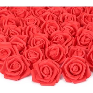 Artificial Rose Flowers, 200 pcs Foam Rose Bulk Red Fake Flower Heads for DIY Wedding Bouquets Rose Wall Kissing Balls Bridal Shower Centerpieces Arrangements Party Tables Decorations(Red)