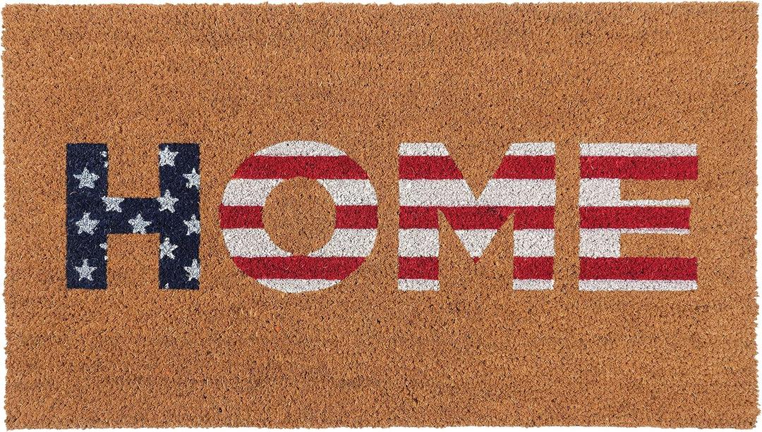 KAF Home American Flag Patriotic Coir Doormat with Heavy-Duty, Weather Resistant, Non-Slip PVC Backing | 17 by 30 Inches, 0.6 Inch Pile Height | Perfect for Indoor and Outdoor Use