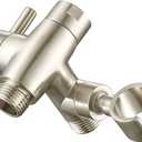 G-Promise Solid Metal Shower Arm Diverter with Holder for Hand Held Showerhead and Fixed Spray Head, G 1/2 3-Way Bathroom Universal Diverter System Replacement Part (Brushed Nickel)