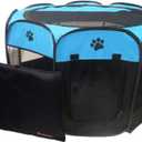 Portable Pet Playpen for Small Cat Dog Puppy Rabbit,Cat Kitten Playpen Indoor Outdoor with Carrying Case,Waterproof Bottom and Removable Zipper Top (S(28.7" x 28.7" x 16"), Blue)