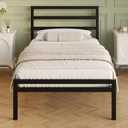 Lutown-Teen Twin XL Bed Frame with Headboard and Footboard, 12 Inch Classic Metal Platform Twin XL Platform Bed Frame, No Box Spring Needed, Easy Assembly, Noise Free, Black