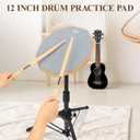 Drum Practice Pad Snare Drum Stand Set 12 In With Double Sided Silent Drum Pad, Drum sticks,Carrying Bag Adjustable Stand (Grey) (Gray)