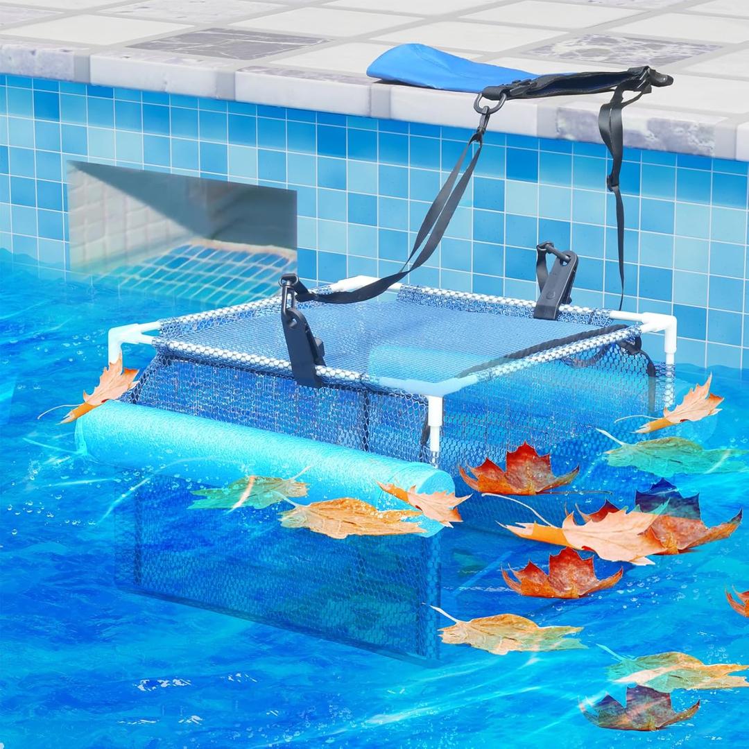 Swimming Pool Debris Filter, Pool Floating Skimmer, Sturdy Pool Leaf Skimmer, Surface Debris Floating Catcher,All Season Pool Leaf Catcher. (Blue)
