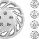 SCITOO Rust-Proof 14-Inch Silver Hubcaps 4-Pack, Quick fit for Various Vehicles, Beautiful Look