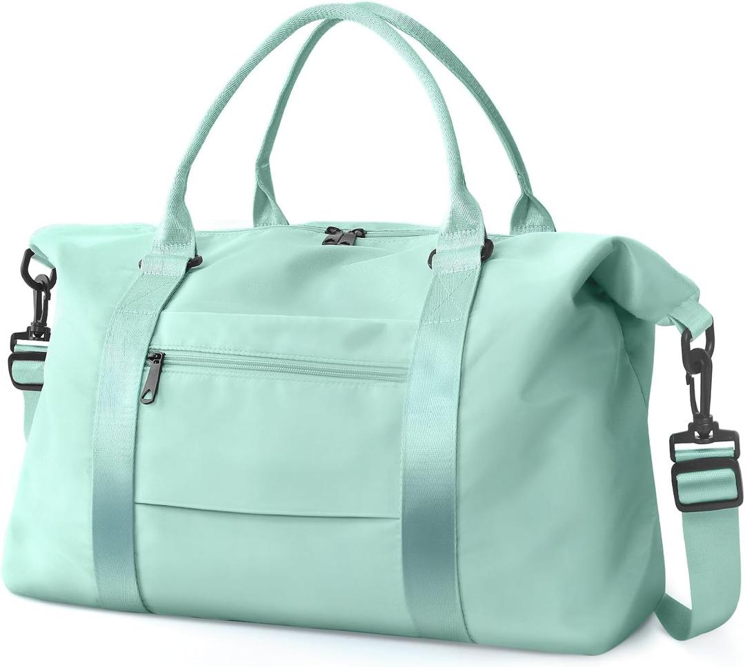 Travel Duffle Bag, Waterproof Weekender Bag Carry On Tote Bags for Women, Travel Essentials Sport Gym Bag for Men, Hospital Bag for Labor and Delivery, Overnight Bag Luggage Bag with Trolley Sleeve (04 Cyan Green)