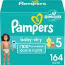 Pampers Diapers - Baby Dry - Size 5, 164 Count, Absorbent Disposable Infant Diaper (Packaging May Vary)