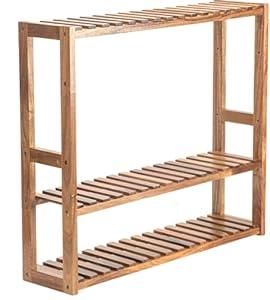 MEHL CLUB 3 Tier Wood Shelf, with Adjustable Layer, Multifunctional Standing Shelf Units for Bathroom, Living Room, Kitchen, Size 23.6x21.2x5.9in, Walnut Color 