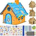 Cinrobiye 6 Set DIY Hanukkah Gingerbread Houses Craft Kits Paint Chanukah Cardboard Houses Box Make You Own 3D Hanukkah House for Home Classroom Winter Holiday Fun Party Game Decorating Art Project