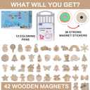 JIALEIXI Wooden DIY Christmas Ornaments, 42PCS Christmas Tree Decorations, Wooden Art Magnets Crafts Painting Kit Hanging Decorations for Home Party Holiday Indoor