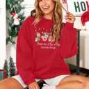 MYHALF Christmas Sweatshirt Women Xmas Shirts: Oversized Merry Christmas Crewneck Sweater Funny Magical Snowman Graphic Tops (Red)