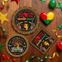 Black History Month Decorations - 96 Pcs Disposable Paper Dessert Plates Napkins Forks Tableware Decor Set BHM African American Party Supplies for Juneteenth Freedom Day Serves 24 Guests