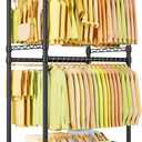 P4 Rolling Clothes Rack Heavy Duty, Clothing Racks for Hanging Clothes, Freestanding Garment Racks with Wheels, Metal Portable Closet Rack 35.5''W  20.5''D  80.5''H, Max Load 560Lbs, Black