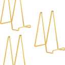 Large Plate Holder Display Stand - 10 inch Tall Plate Stands for Display - Metal Picture Frame Stand - Big Tabletop Easel Stand for Decorative Plates | Platter | Book | Plaque | Tile - 3 Pack - Gold