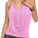 Floerns Women's Summer Going Out Tops Draped Front Cowl Neck Halter Tops Beaded Backless Sleeveless Y2k Tank Tops (Pink, XS)