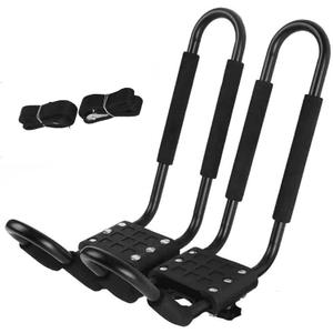 KZU 2 PCS Kayak Roof Rack, Surf Board Carrier, Canoe, Surf Board, Ski Board, Snow Board Holder on Roof Top, Mount Racks for Car, Truck J Bar with 4 pcs Tie Down Straps, NJD423