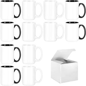TANGLONG Sublimation Mugs 15 oz Set of 8Bulk Coffee Mugs with Box Sublimation Blanks Tazas Para Sublimar Coffee Cups 4 White and 4 Black