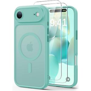 3 x JJL for iPhone Air Case with 2 Pack Screen Protectors, Compatible with MagSafe, Full Camera Protection, Slim Translucent Matte Magnetic Phone Cover for iPhone 17 Air, Teal