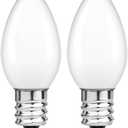 C7 E12 LED Bulbs, Low Watt Candelabra Light Bulbs, 0.5W Equivalent 5W Incandescent Bulb, Small Milky White Glass Night Light Bulbs Warm White 2700K,Window Candles & Chandeliers Replacement Bulb,2-Pack