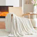 3D Bubble Plush Blanket Textured Fleece Throw Soft Warm Cozy Blanket Couch Bed Throw Snow White 50x60 Inches