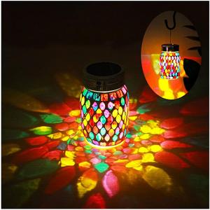 Mosaic Lights Outdoor Hanging Lanterns, Rechargeable Mosaic Solar Lanterns Outdoor Waterproof Solar Night Lights Table Lamps for Decorations